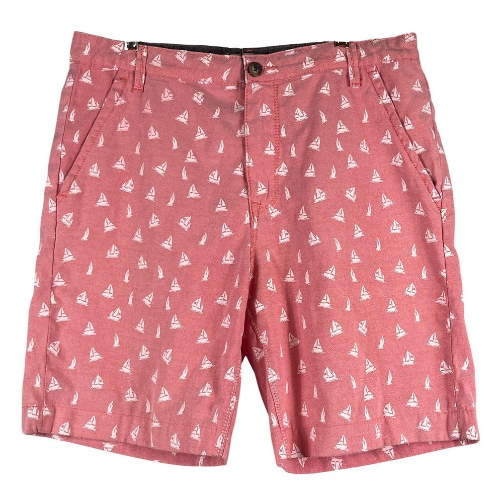Mens L Pink Sailboat Print Shorts Nautical Coastal Yacht Club Preppy Old Money